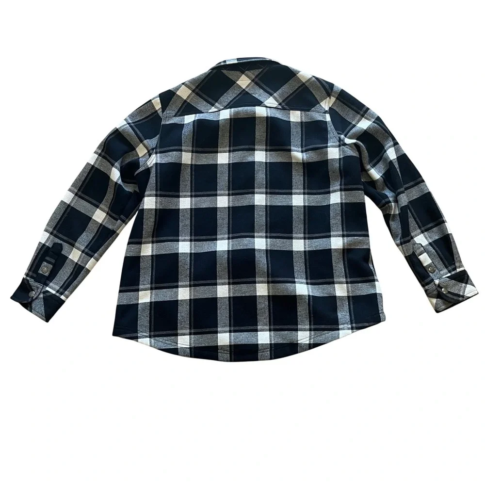 Orvis Classic Collection Fleece Lined Plaid Shirt Jacket Womens XL‎ Black White